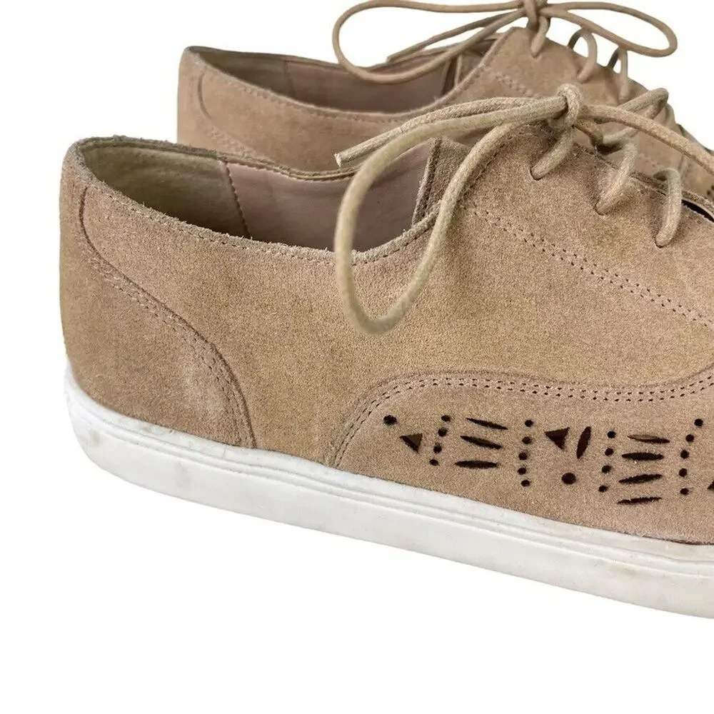 Naughty Monkey Womens Suede Leather Lace Up Perforated Flats Sneakers Shoes 9.5